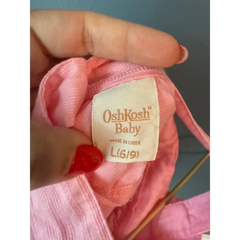Vintage OshKosh Baby‎ Pink Ruffle Bubble Romper Sunsuit Size 6/9 Months